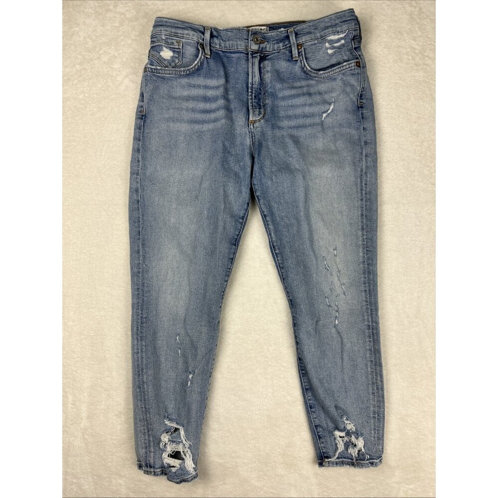 Agolde Jeans Womens 31 Blue Sophie Skinny Crop Distressed Hem Denim stretch